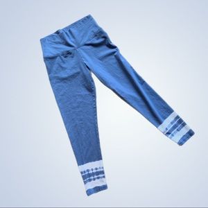 AERIE Tie Dye Blue White High Waisted Women's Leggings Capri Length Size 6-8 L